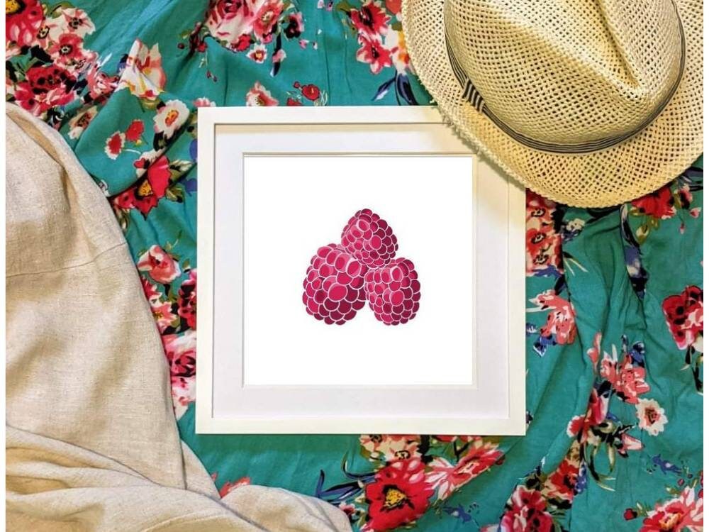 Raspberry Trio Art Print, Archival Fine Art Print, Seasonal Print Etsy UK