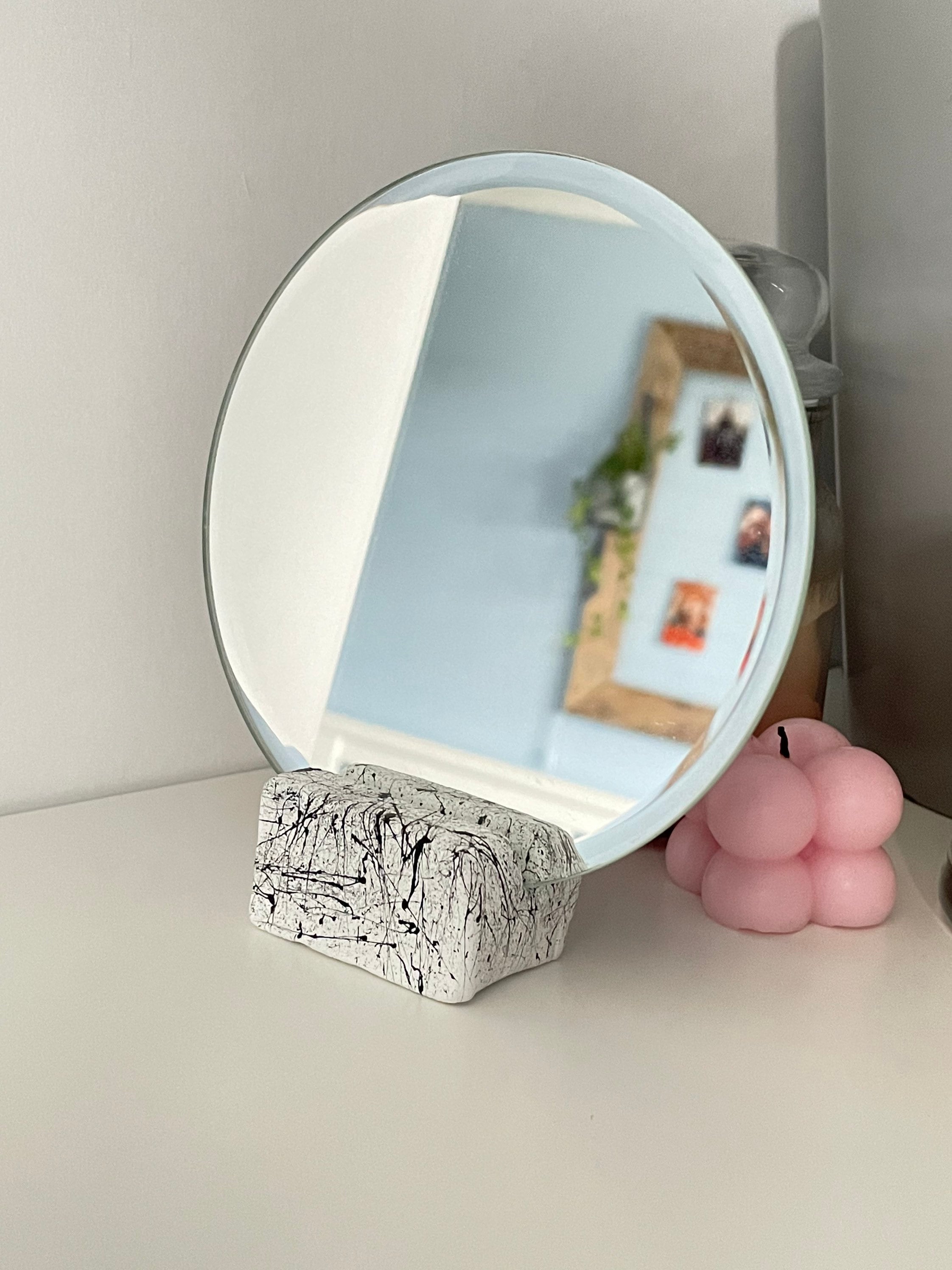 Small Handmade Clay Tabletop Mirror Etsy UK