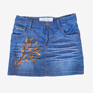 Hand Painted Denim Mini Skirt | Painted Clothes | Floral Skirt - Etsy