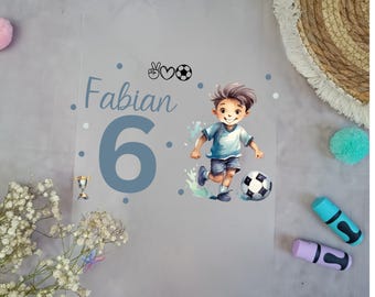 Iron-on Birthday Football with Name & Number | A5 | Personalized | Individually cuttable | for shirts, school cones, fabric