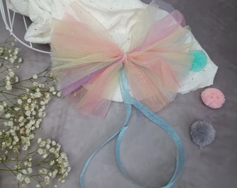 Tulle bow for school cone color run with glitter rainbow