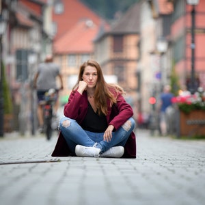 Übergangs Walk Mantel für Damen aus 100% Schurwolle Beere Dunkel Bild 4