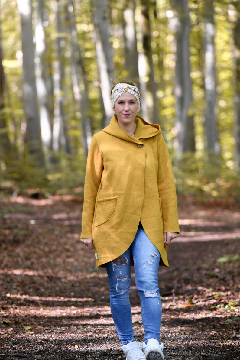 Wollwalk kurzmantel für den Übergang Mantel für Damen mit Taschen Bild 4