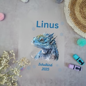 Bügelbild für Schultüte Eisdrache Drache A4 Blauer Drache Zum Pimpen für deine Schultüte