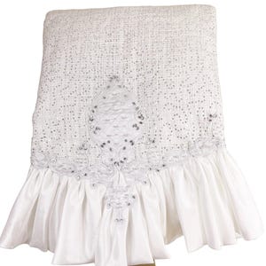 Pre-Order 2026- White Tie Winter Collection Tweed Classy Sequin, Rhinestone and Ruffles Table Overlay