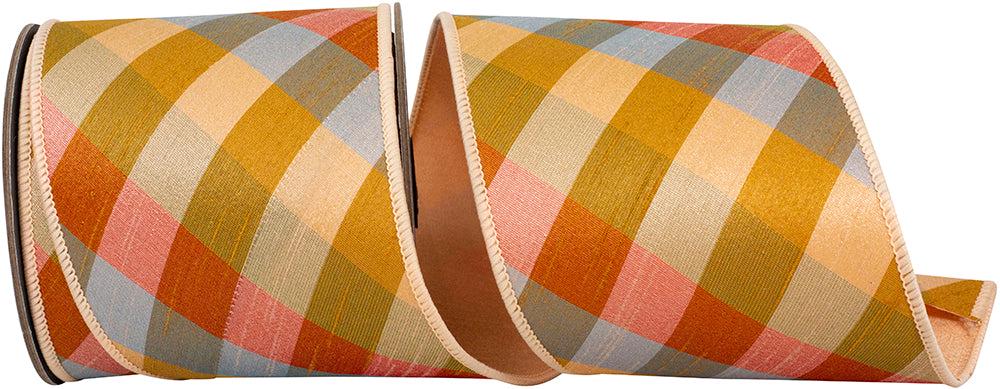 4 Inch Ribbon Ginger 4 Inch Plaid Diagonal Ribbon for Wreaths and Bows - Etsy