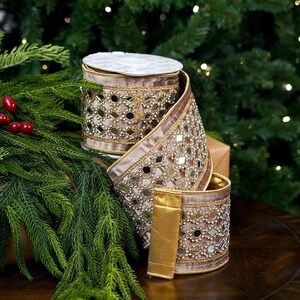 4" X 5YD Gold Velvet Mirror Trim Ribbon