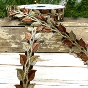 Bronze Platin M Dupion Blumen Zierband 1x9