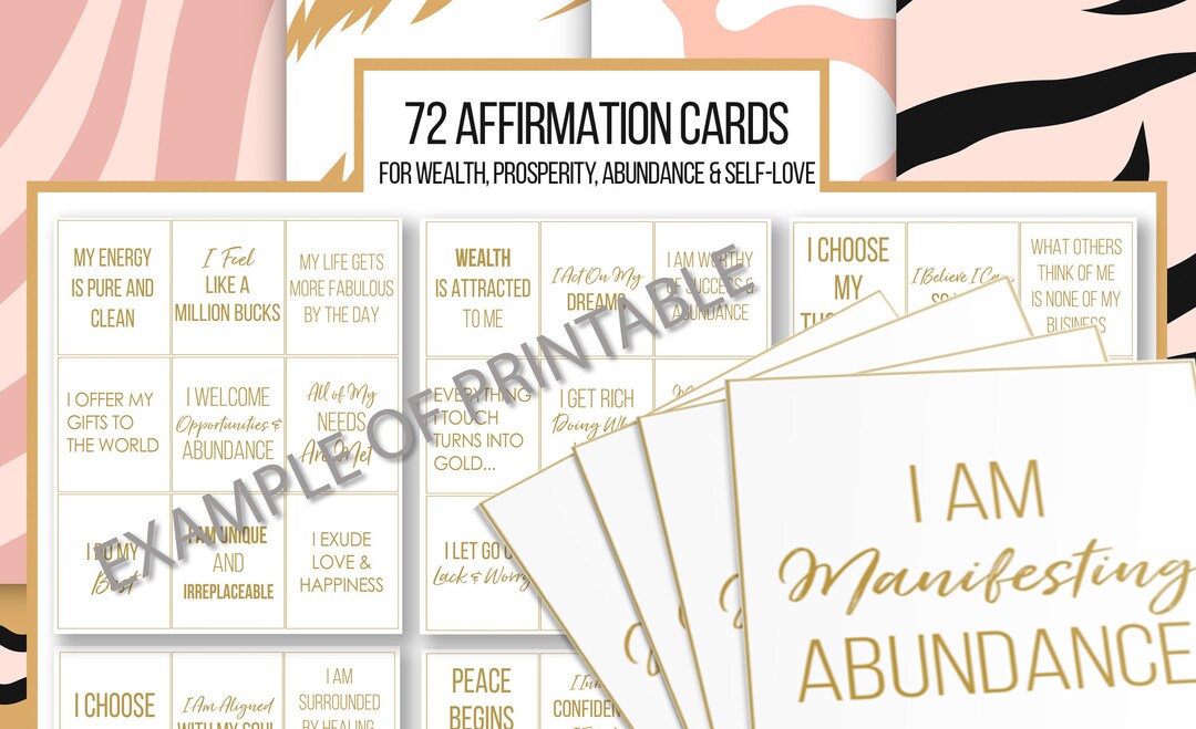72 Vision Board Printable Cards for Manifestation and Affirmation of ...