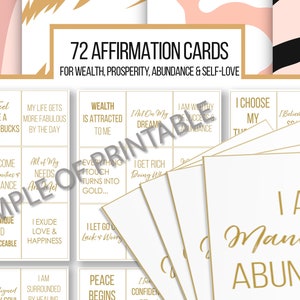 BEST Vision Board Printable, 72 Printable Vision Board Cards, Manifestation Cards and Affirmation Cards For Attracting Wealth & Prosperity