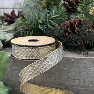 Cinta de micro puntos lamé dorado-plateado de 1 pulgada x 10 yardas - (2) rollos