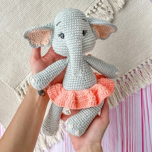 Amigurumi elephant, knitted doll, crochet doll, handmade doll, crochet elephant, elephant stuffed animal, attachment doll, elephant doll