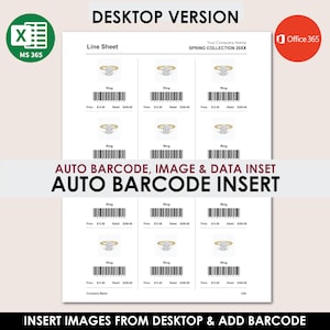 Automated Barcode Line Sheet: Excel Workbook Template (Desktop)
