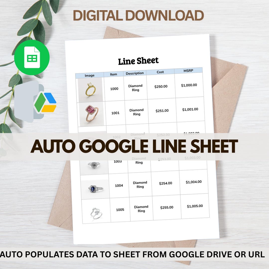Automated Google Line Sheet Template: Wholesale Retail Catalog (digital ...