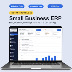 ERP Business Management App, Digital Download HTML Software | Inventory, Invoices, CRM, Sales Orders, Profit & Loss, Line Sheets