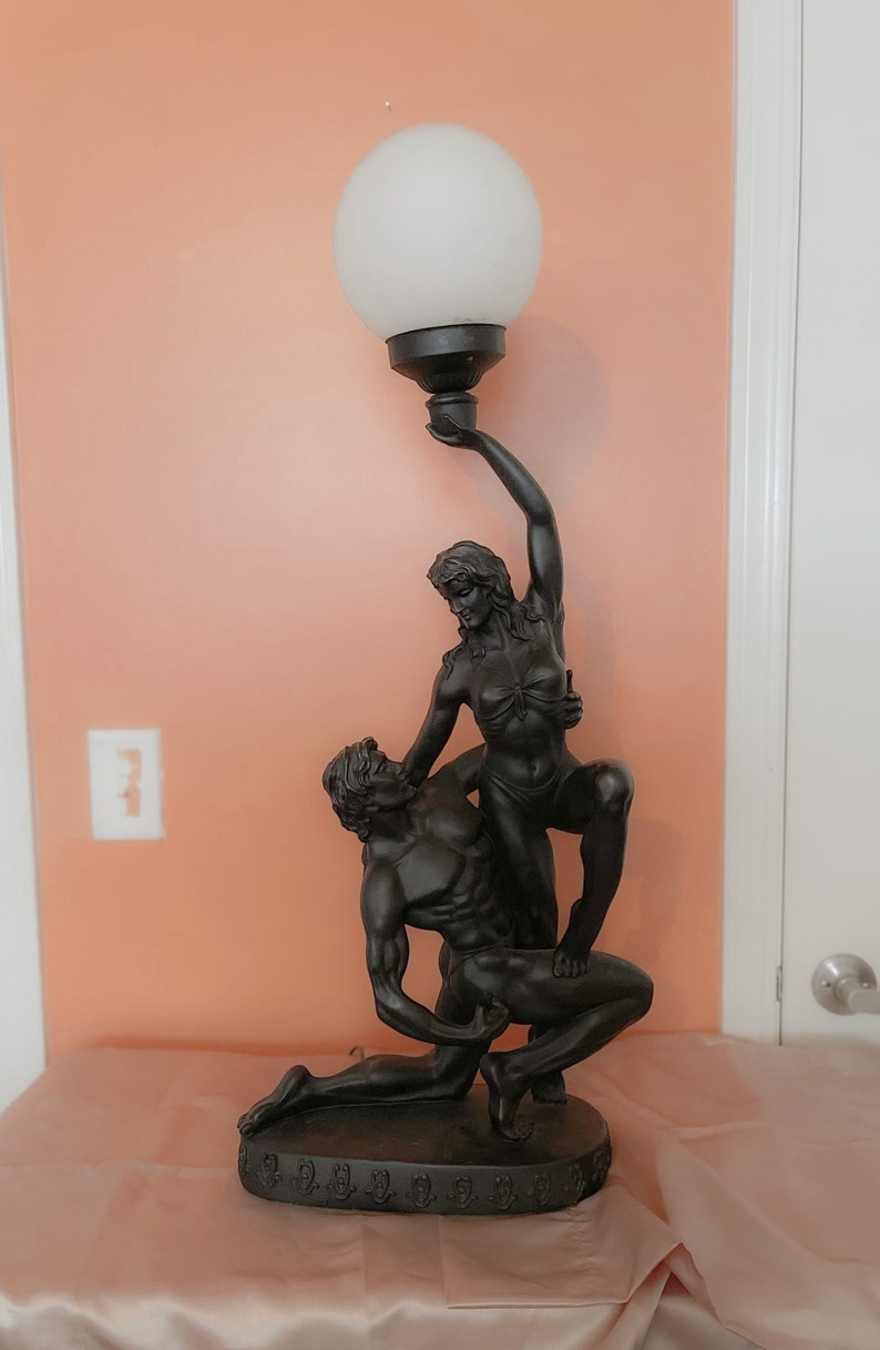 Art Deco figural globe lamp Etsy