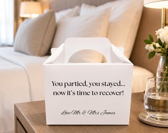 Personalised Wedding Recovery Box, Wedding Hangover Kit, Overnight Guest Gift, Morning After Wedding Favour, Wedding Guest Gift