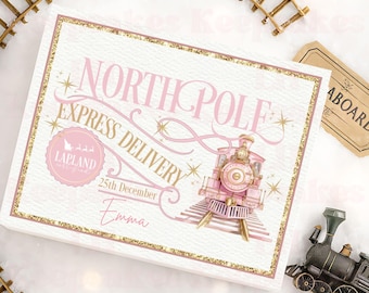 Pink Christmas Train Gift | Personalised North Pole Express | Santa Nice List | Christmas Eve Gift | Girls Christmas Gift