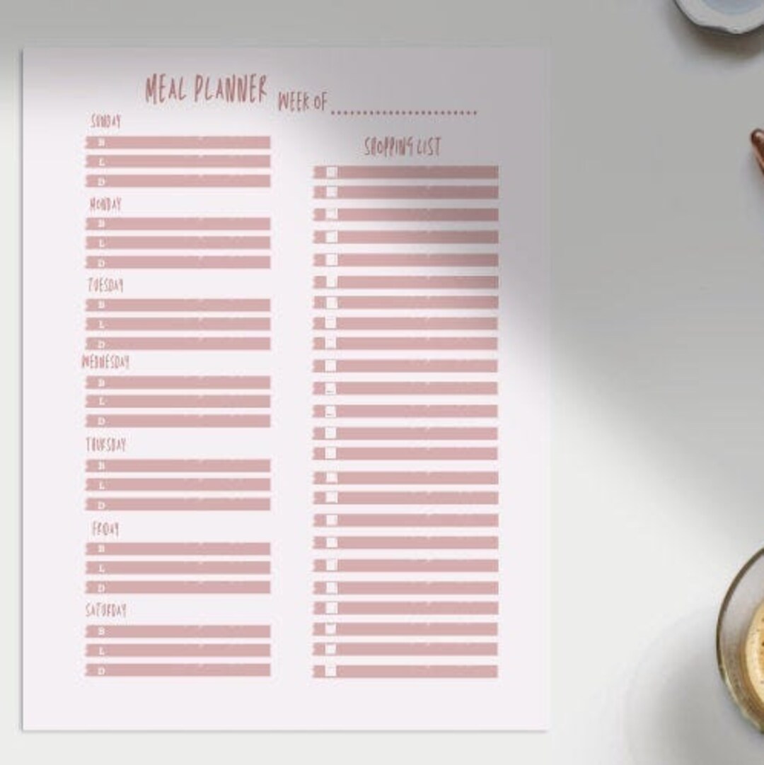 Meal Planner & Shopping List Printable, Weekly Meal Planner Printable ...