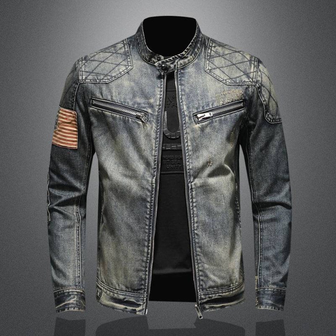 Men's Casual Denim Jeans Jacket - Etsy