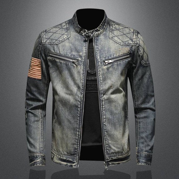 Men's Distressed Denim Jacket Button Down Front India | Ubuy