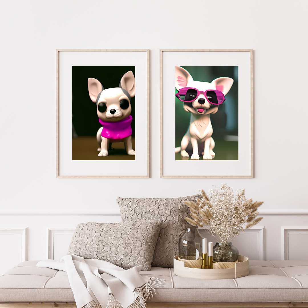 Set of 4 Printable 3D Chihuahua Wall Art Printable Chihuahua Wall Art ...