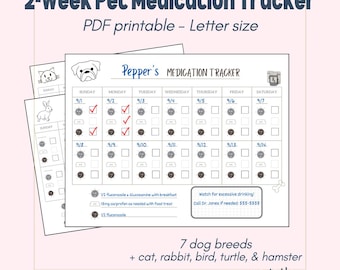 Suivi des médicaments pour animaux de compagnie | Chien, chat, oiseau et plus (téléchargement numérique)
