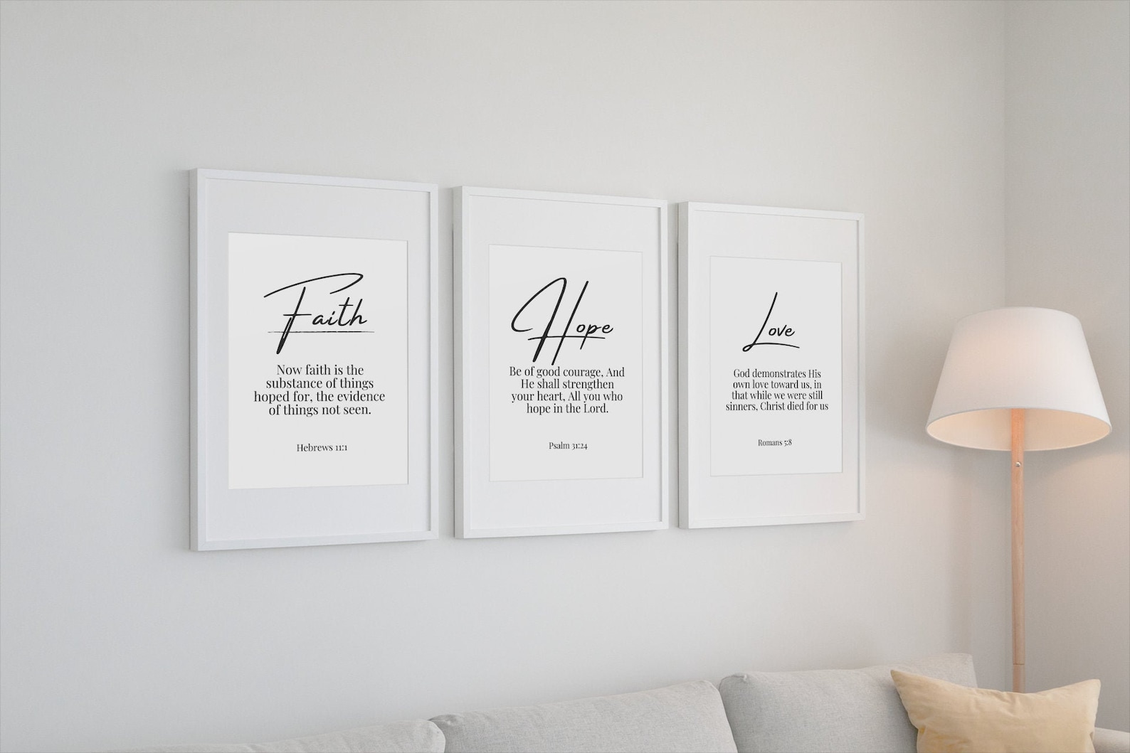 Faith Hope and love A4 Framed prints Christian print Etsy