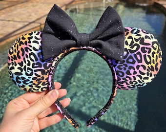Rainbow Animal Print Mouse Ears