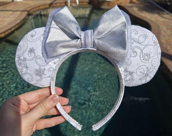White Snowflake Christmas Print Mouse Ears