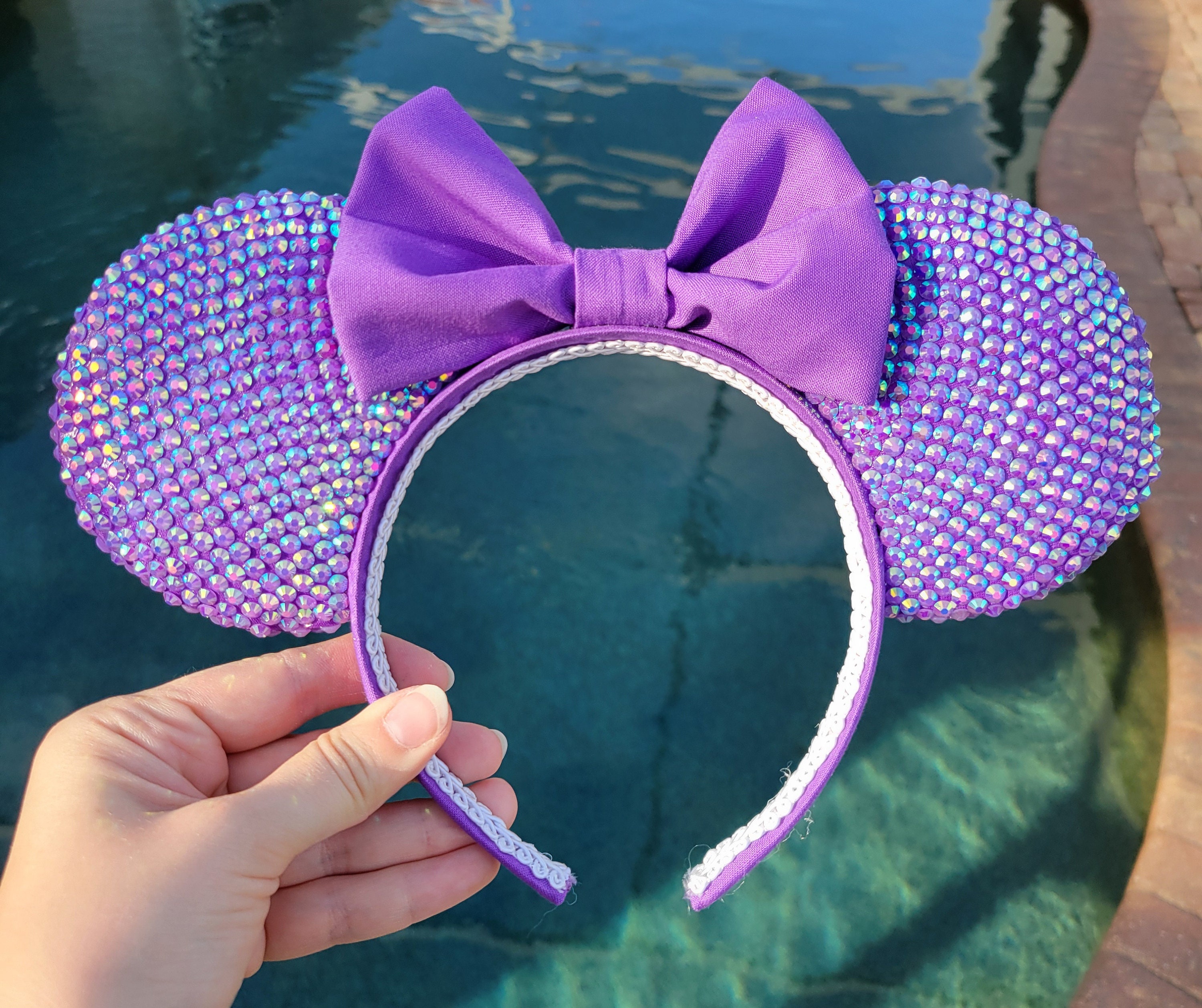 Tokyo Disney Resort Minnie Mouse Purple Iridescent Sequin Glitter Headband Ears New Minnie Mouse Walt Disney World Ear Headband Available  main image 2