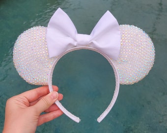 White Rhinestone Mouse Ears