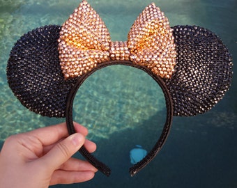 Rhinestone Mouse Ears with rose gold bow