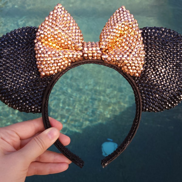 Rhinestone Mouse Ears with rose gold bow