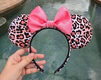 Pink Animal Print Mouse Ears