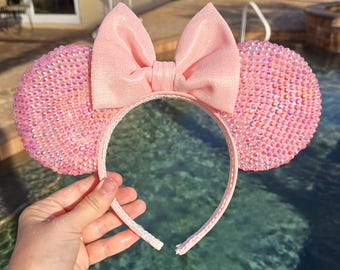 3D BARBIE Pink Minnie Bow IRIDESCENT Full Rhinestone Mouse Ears 3D Minnie Mouse Ears BARBIE PINK Rhinestone Bow - Etsy main image 2