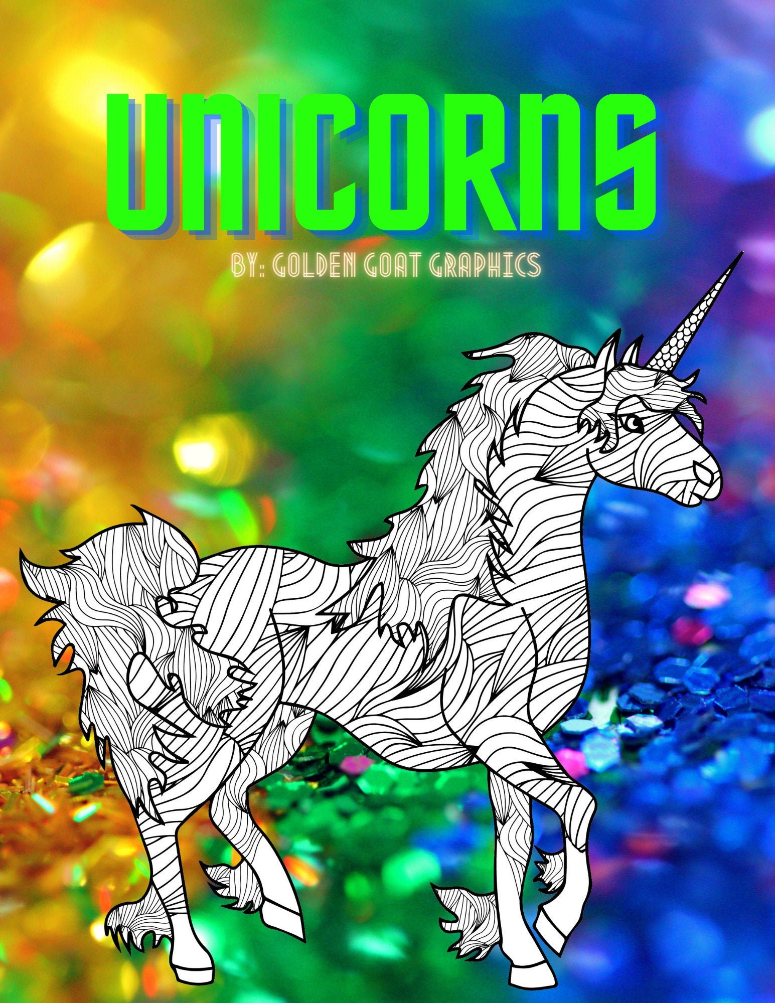 kids coloring unicorns 100 pages etsy