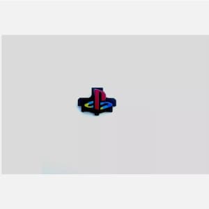 May include: A black and white PlayStation logo with a red and blue circle around it.