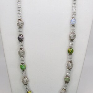 Handblown Glass Flower and Crystal Necklace