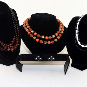 Vintage black and orange jewelry set