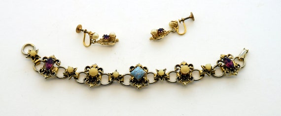 Gorgeous vintage multi stone and pearl bracelet w… - image 6