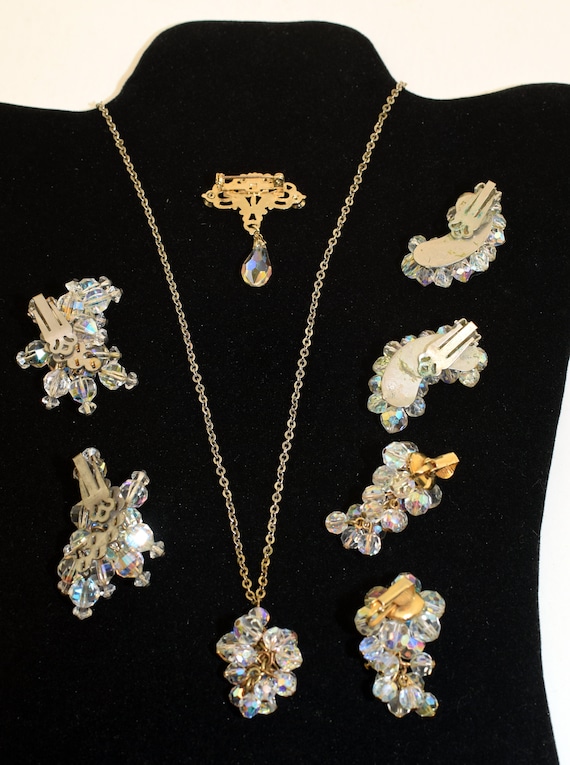 Vintage iridescent clear bead jewelry set