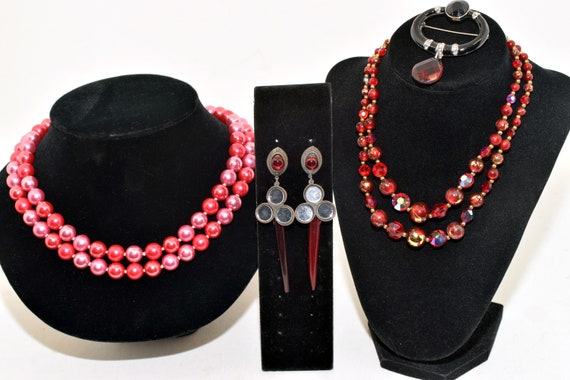 Vintage red and black jewelry set - image 2