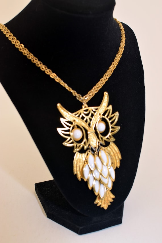 Vintage double stranded dangly owl necklace