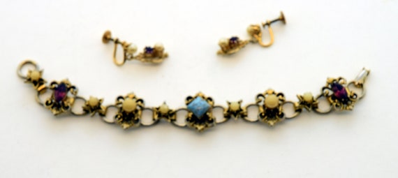 Gorgeous vintage multi stone and pearl bracelet w… - image 4