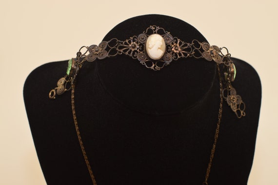 Vintage antique styled cameo set of necklace and … - image 9