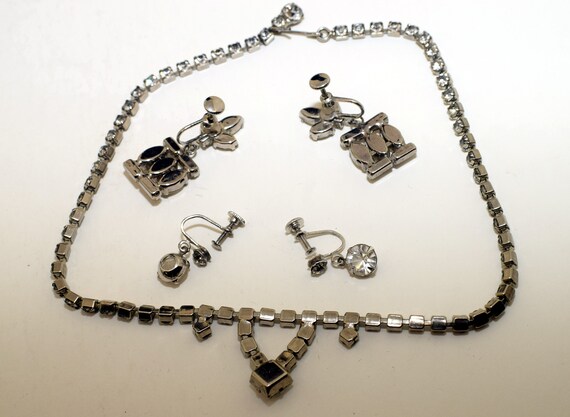 Vintage clear rhinestone set - image 6