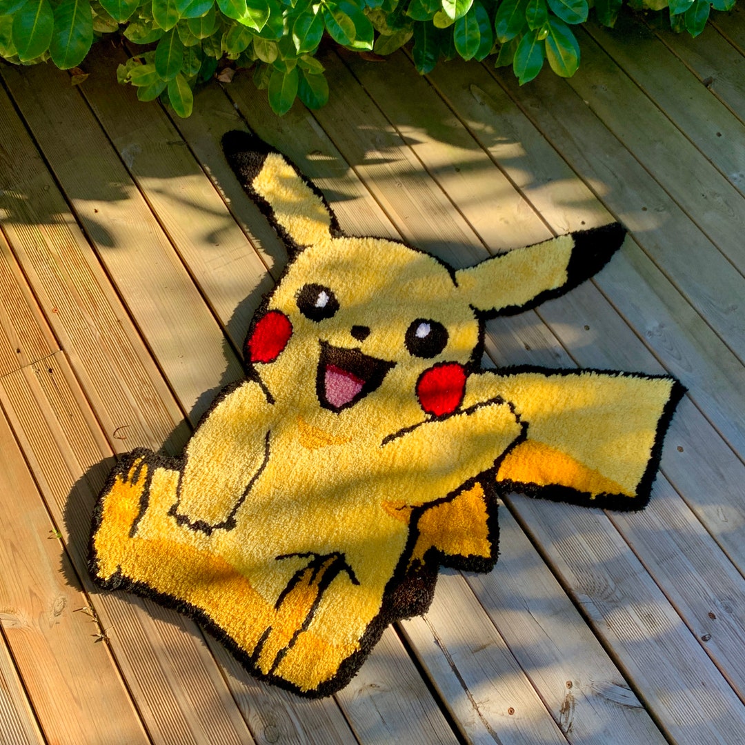 Handmade tufted custom Pikachu Rug! Handmade Rug