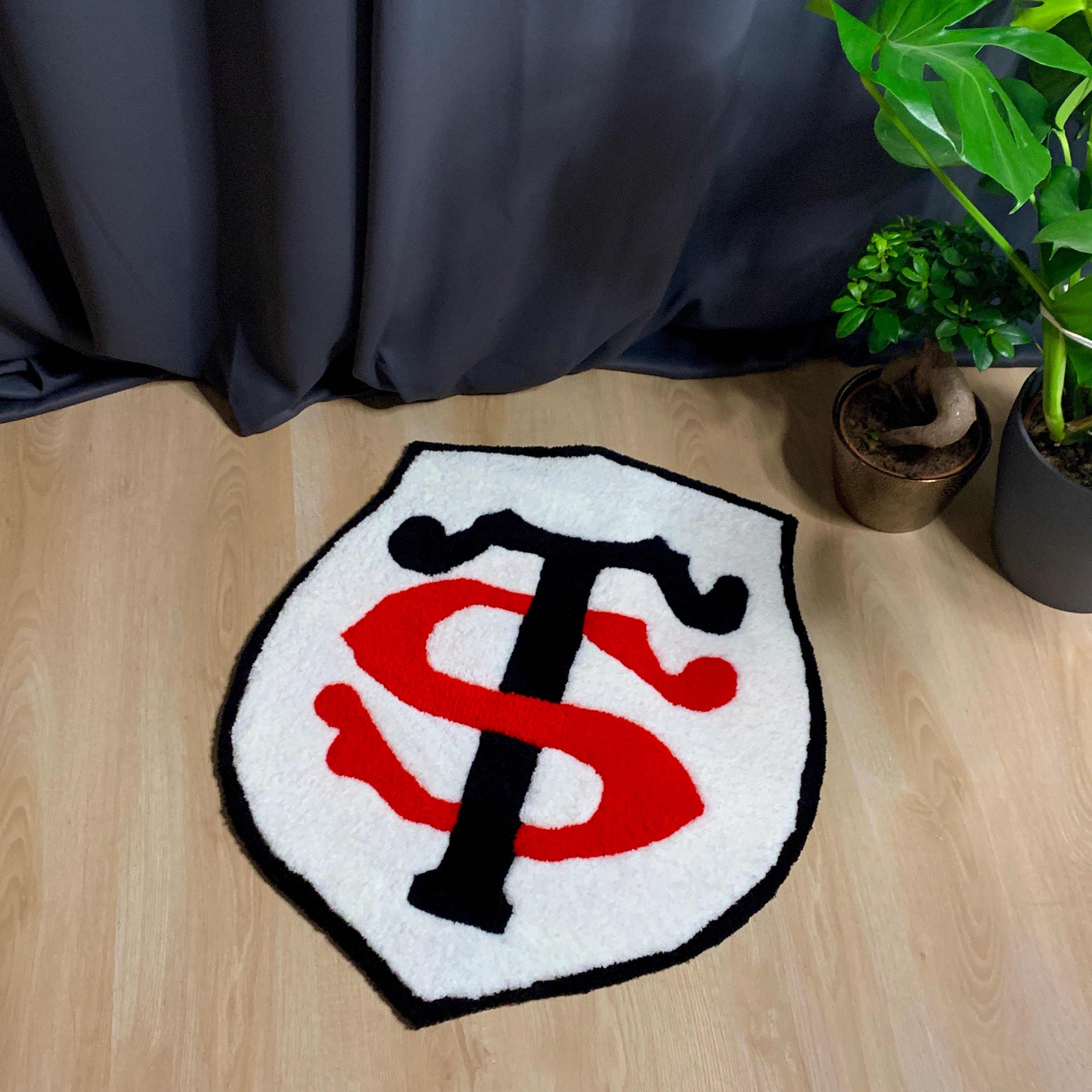 stade Toulousain Touffeté Fait à La Main, Tapis Rugby, Tufting Art, Tufté