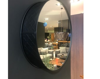 Round Wall Mirror, Black Round Mirror, Large Modern Mirror, Bathroom Mirror, Hallway Mirror, Hanging Mirror, Living room Mirror, Luks Mirror